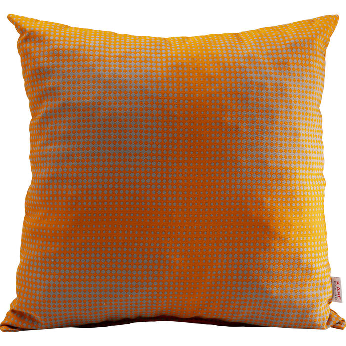 Kissen Jaquard Schwarz Grau 40x40 cm in kräftigem Orange mit feinem geometrischem Punktmuster in Grau