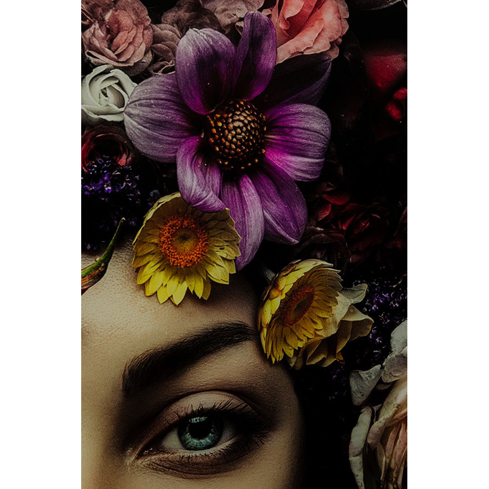 Bild Glas Flower Art Lady 120 x 120 cm