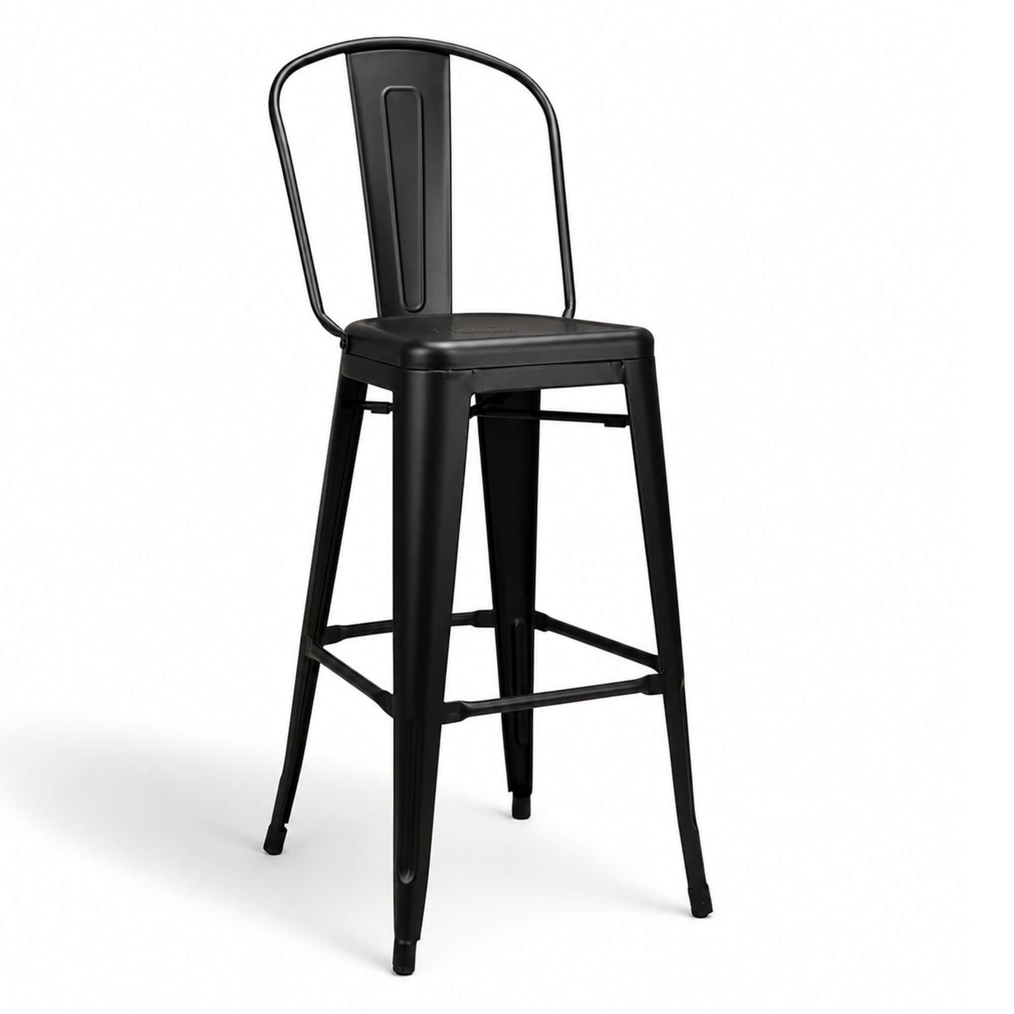 Gastronomiestuehle Industrial Design Barhocker Toxor RL Bar schwarz - Vorderansicht mit Schatten