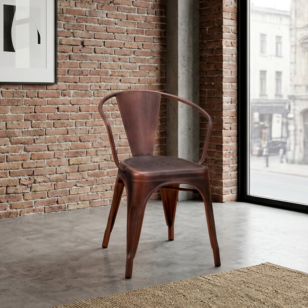 Metallstuhl Tixar Arm copper – Milieubild Einzeln