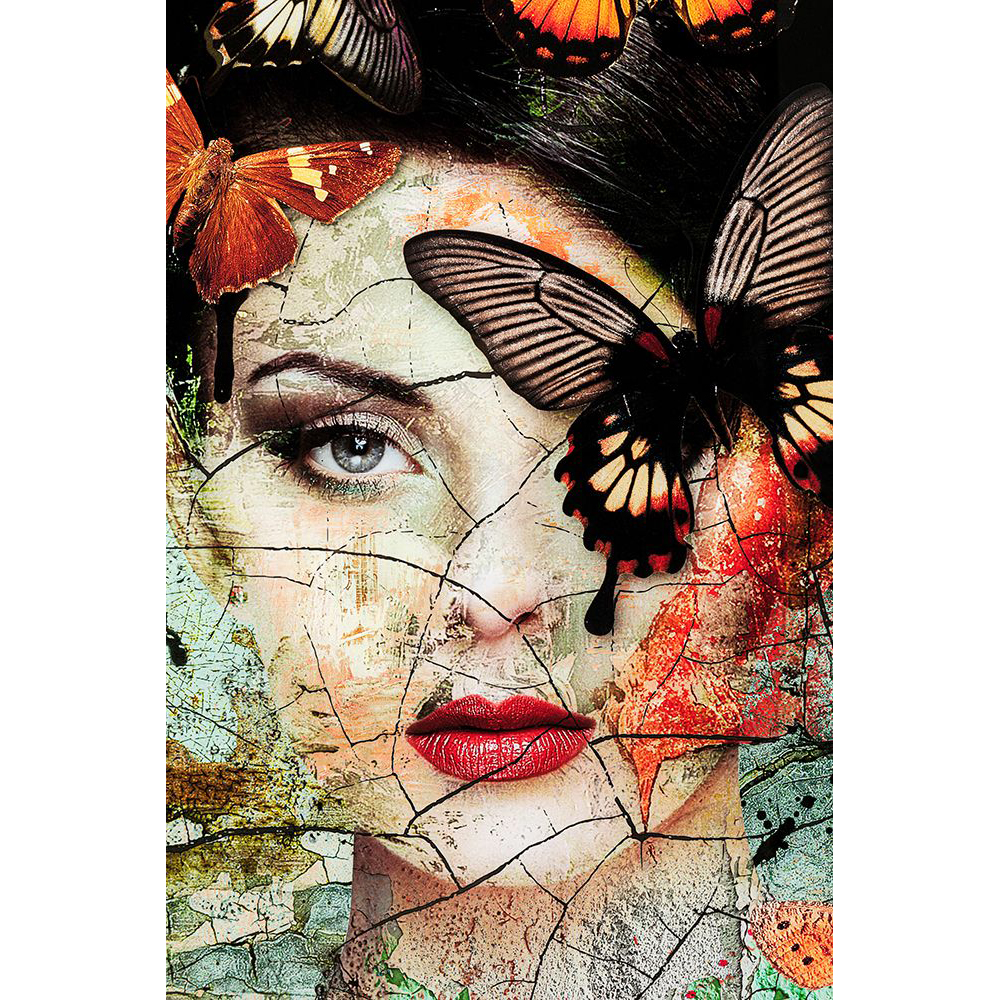 Glasbild Lady Butterfly 100 x 150 cm