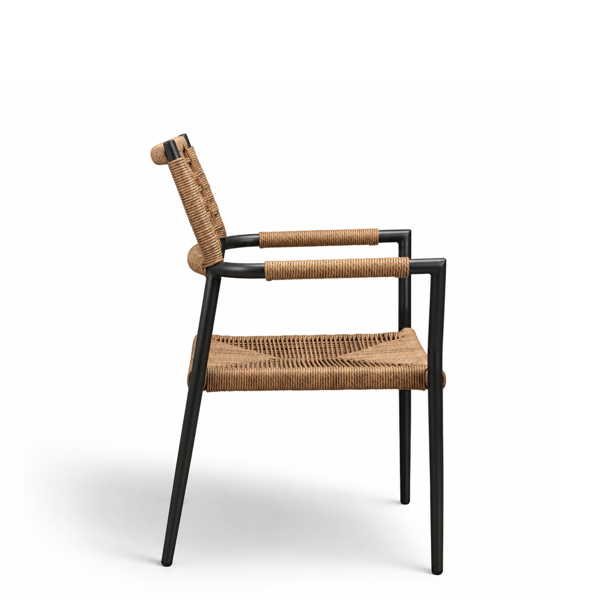 Outdoorstuhl mit Geflecht Sisson Wheat - Seitenansicht