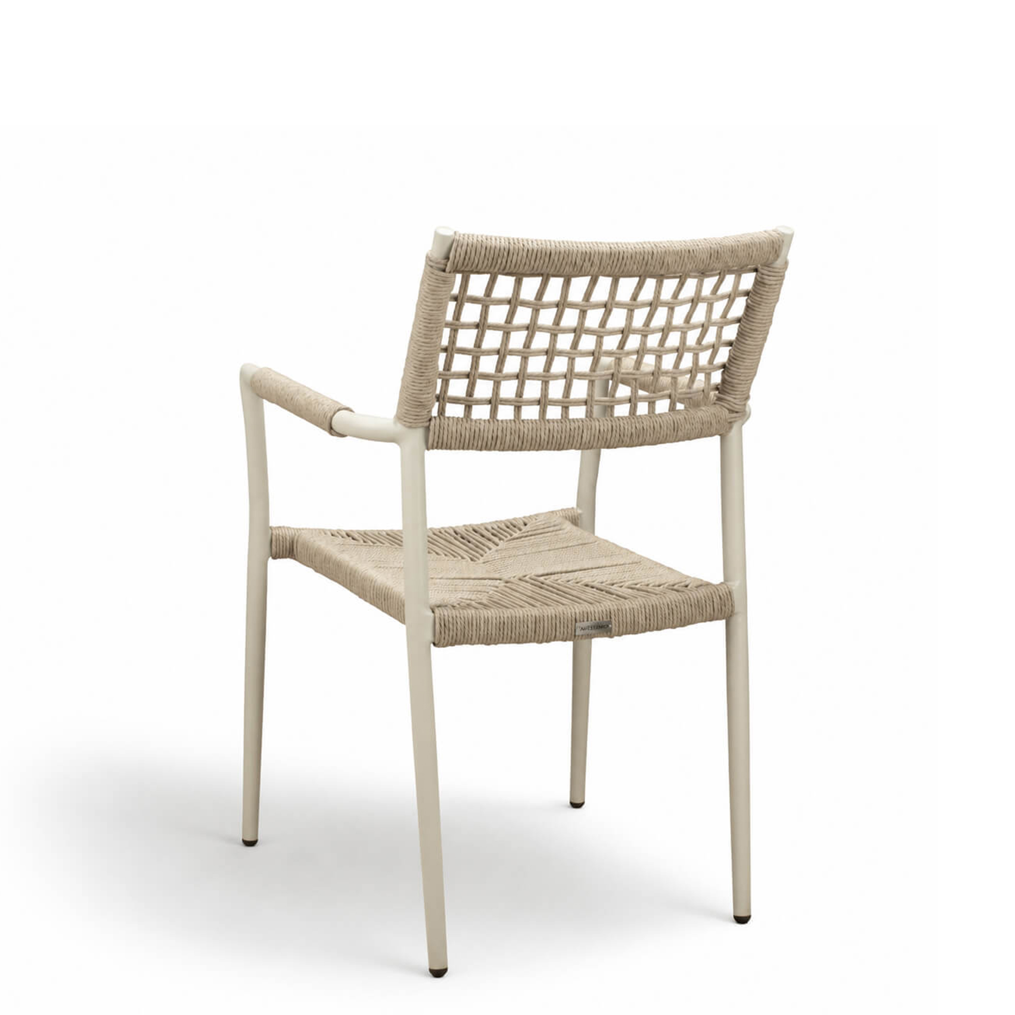 Outdoorstuhl mit Geflecht Sisson creme - Rueckansicht