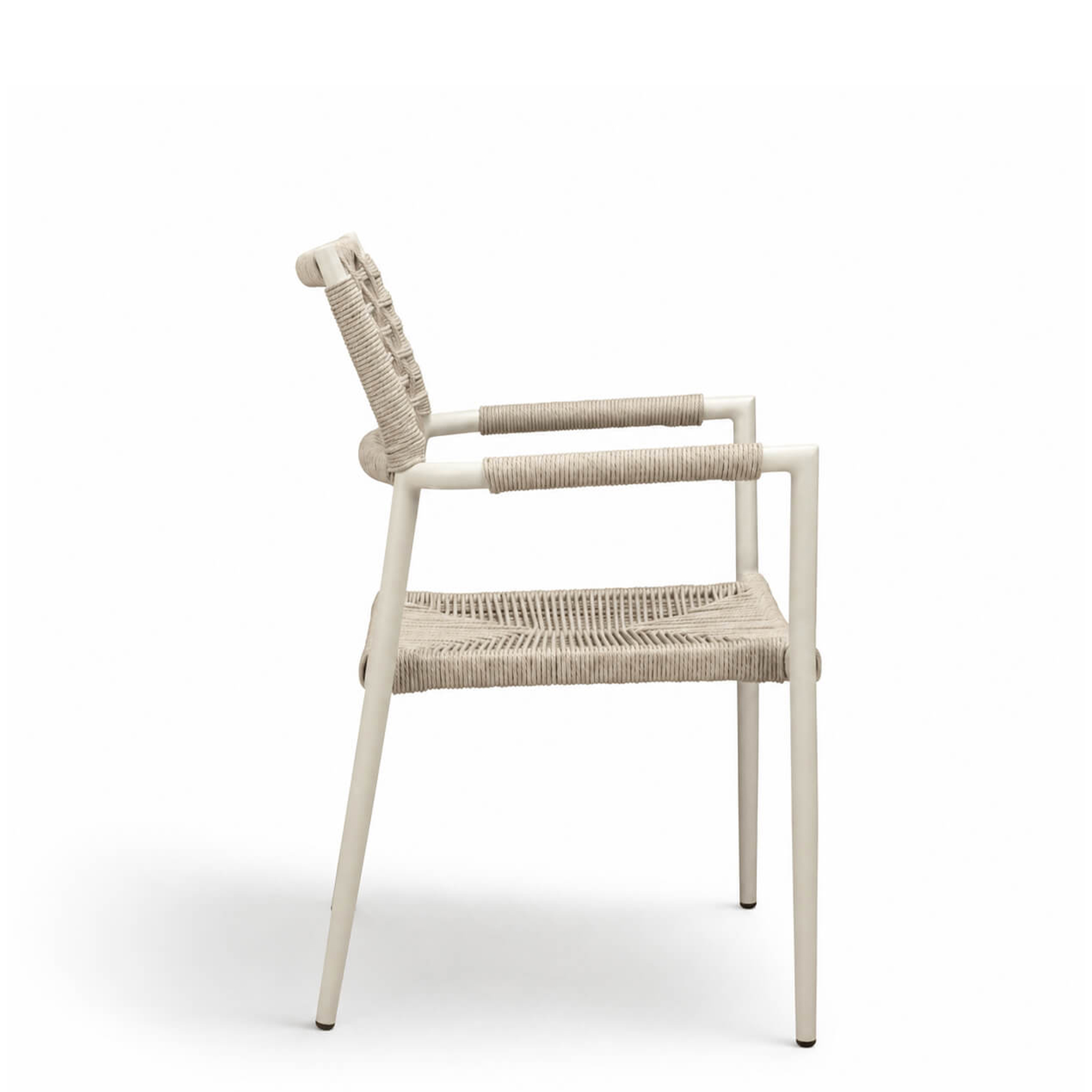 Outdoorstuhl mit Geflecht Sisson creme - Seitenansicht