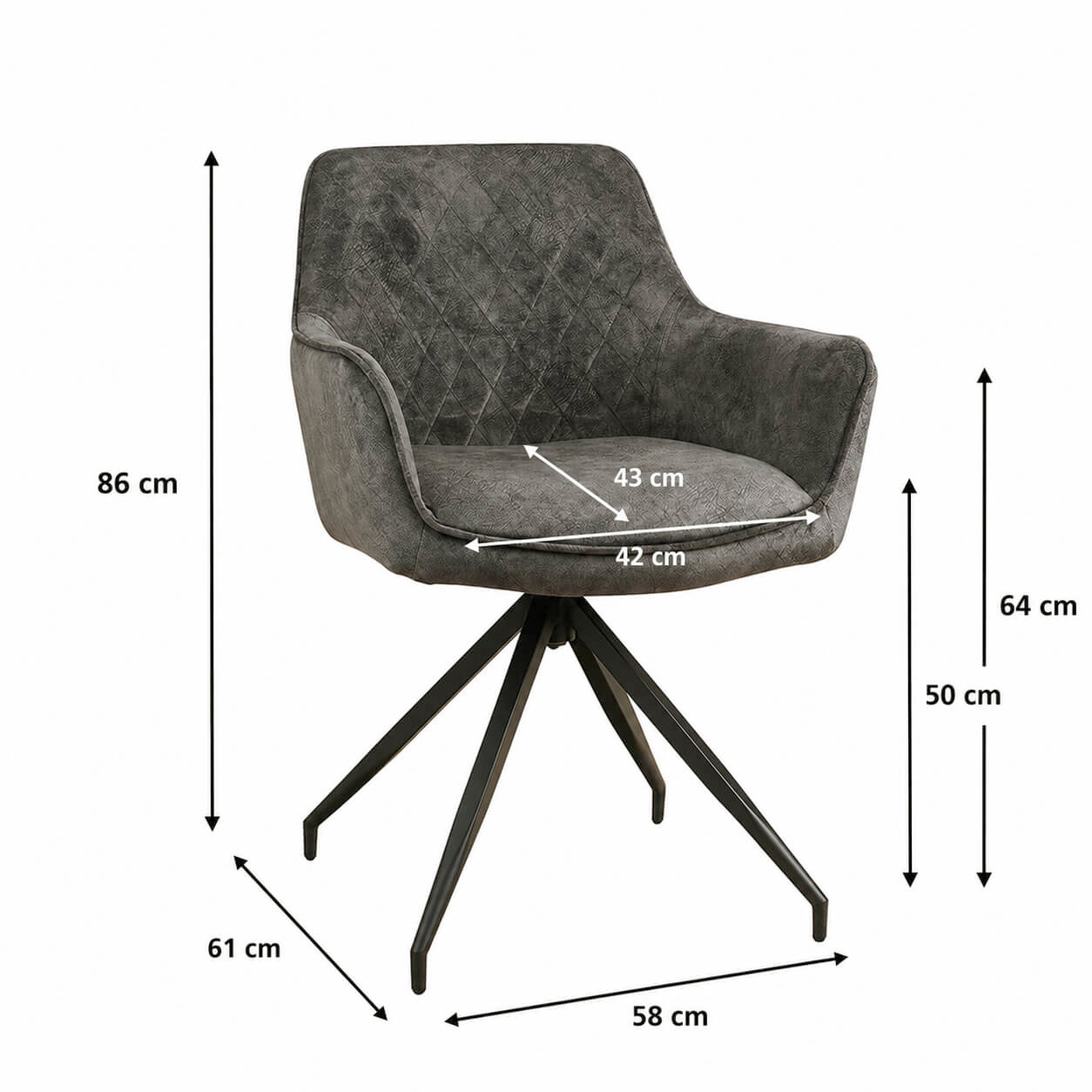 Polsterstuhl Lenoro Arm Marble 804 | Drehgestell Ma?e