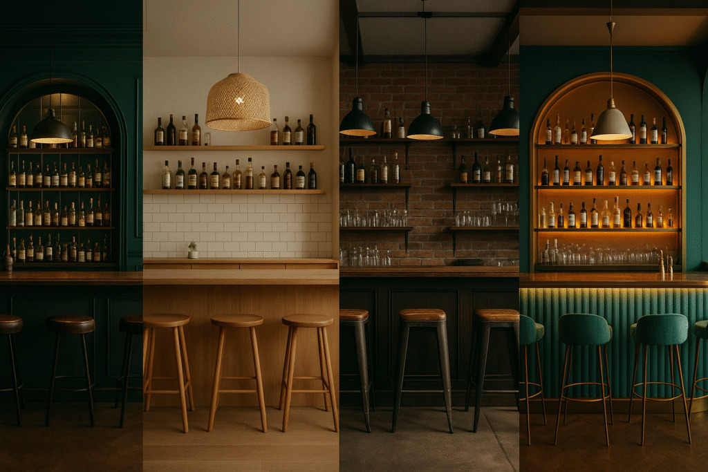 Bar in unterschiedlichen Einrichtungsstilen