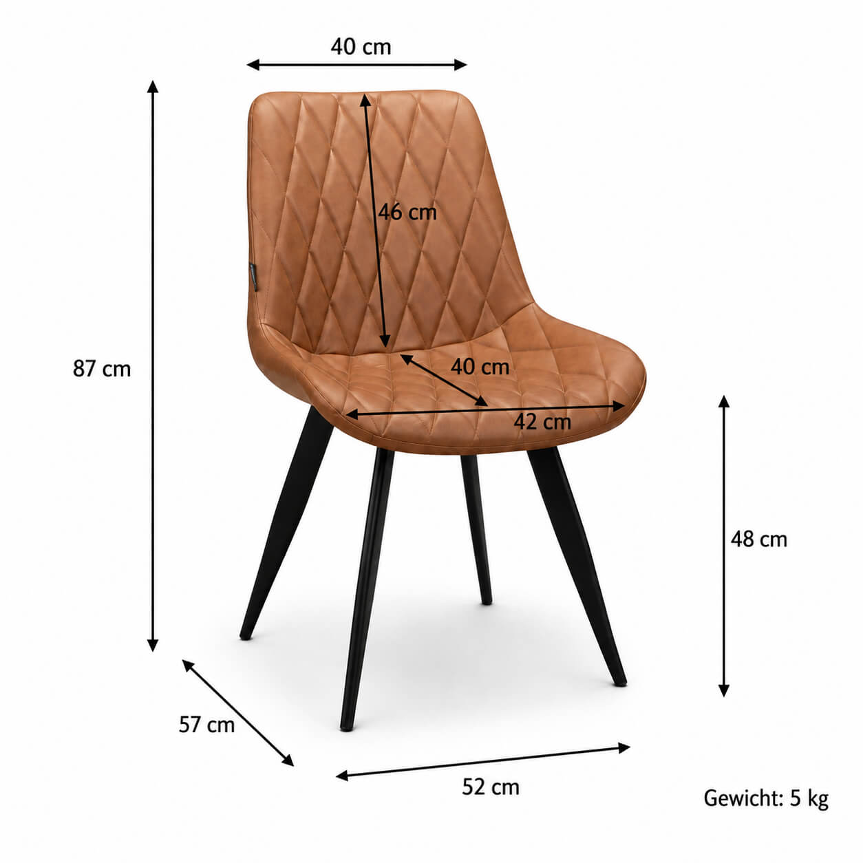 Polsterstuhl Rombo Brown Ma?e