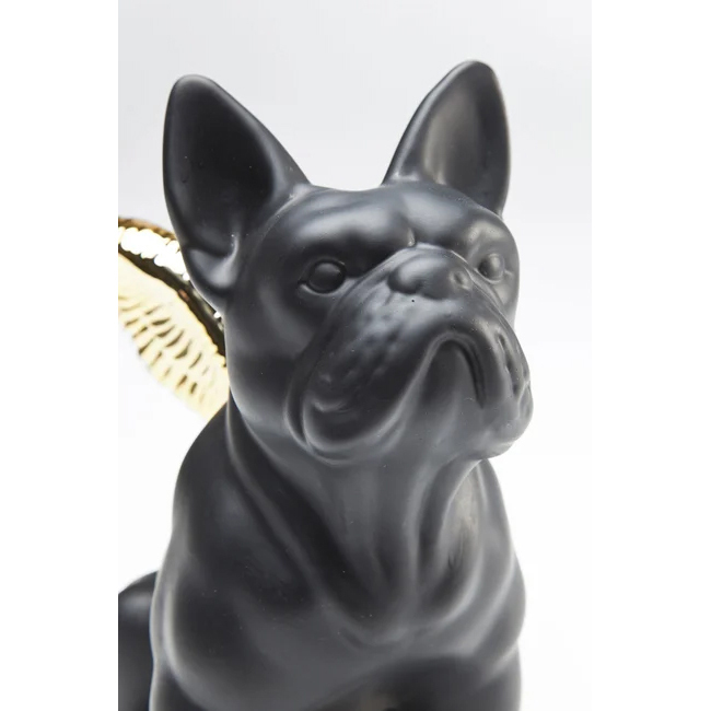 Deko Figur Sitting Angel Dog Gold Schwarz