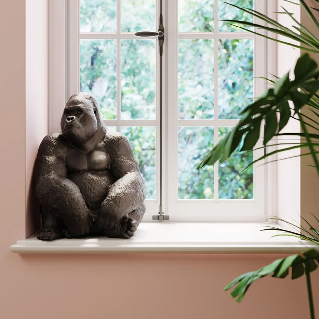 Deko Figur Monkey Gorilla Side XL Schwarz 76cm