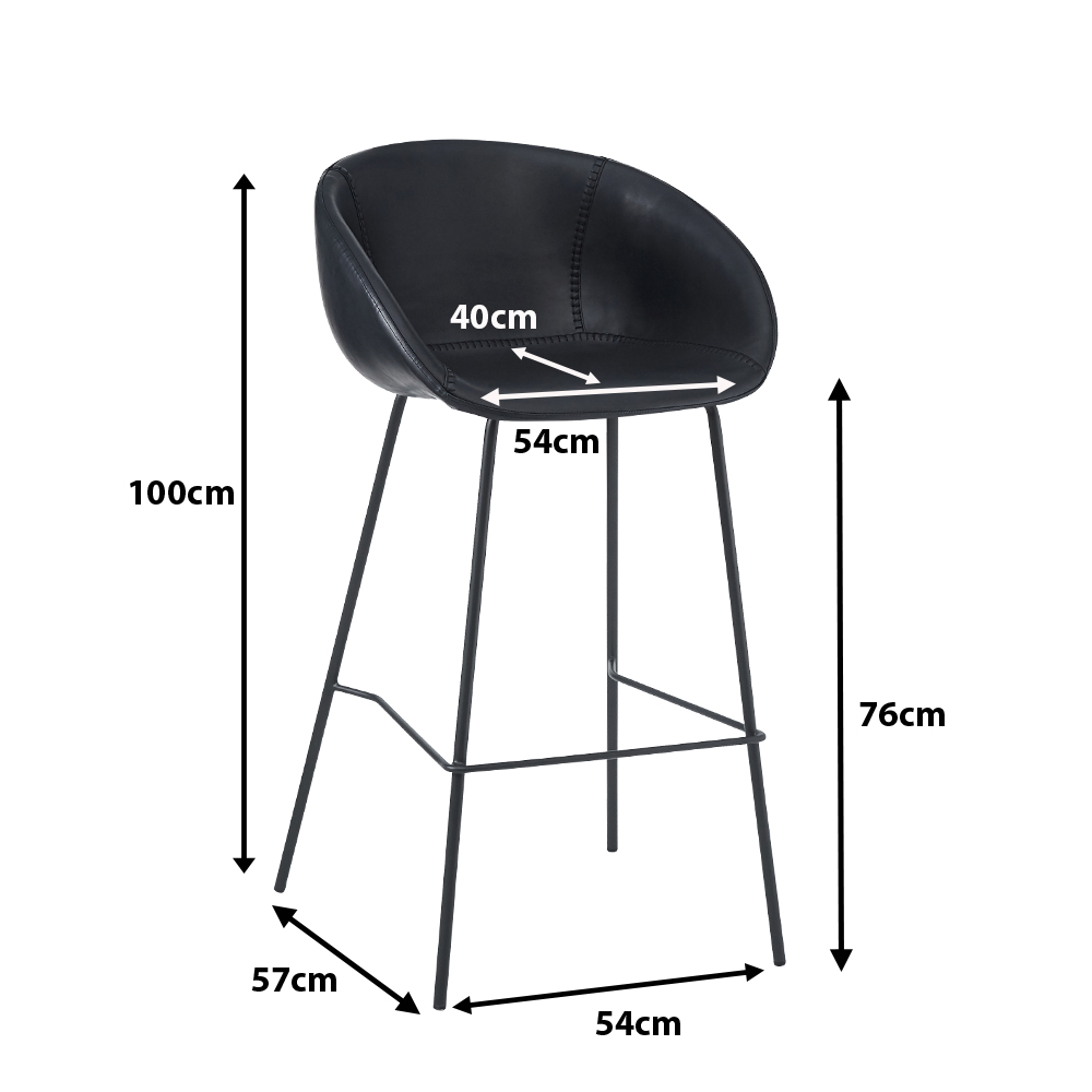 Vollpolsterbarhocker Estara Bar Antique Black Ma?e