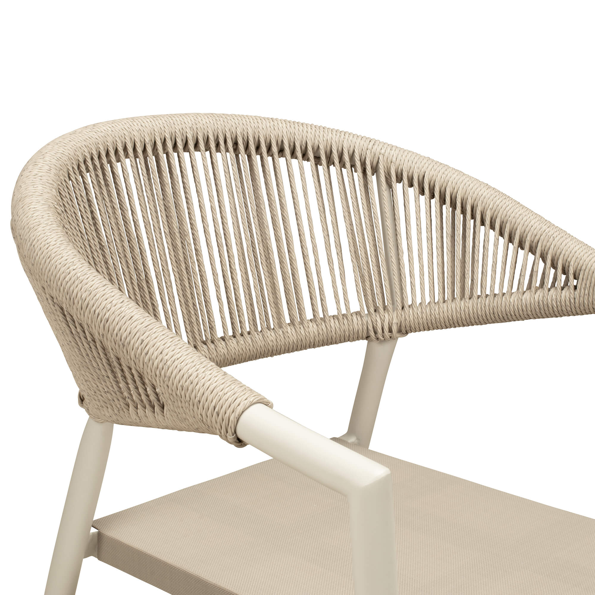 Outdoorstuhl mit Kissen und Geflecht Elcabo Cream - Rueckenlehne