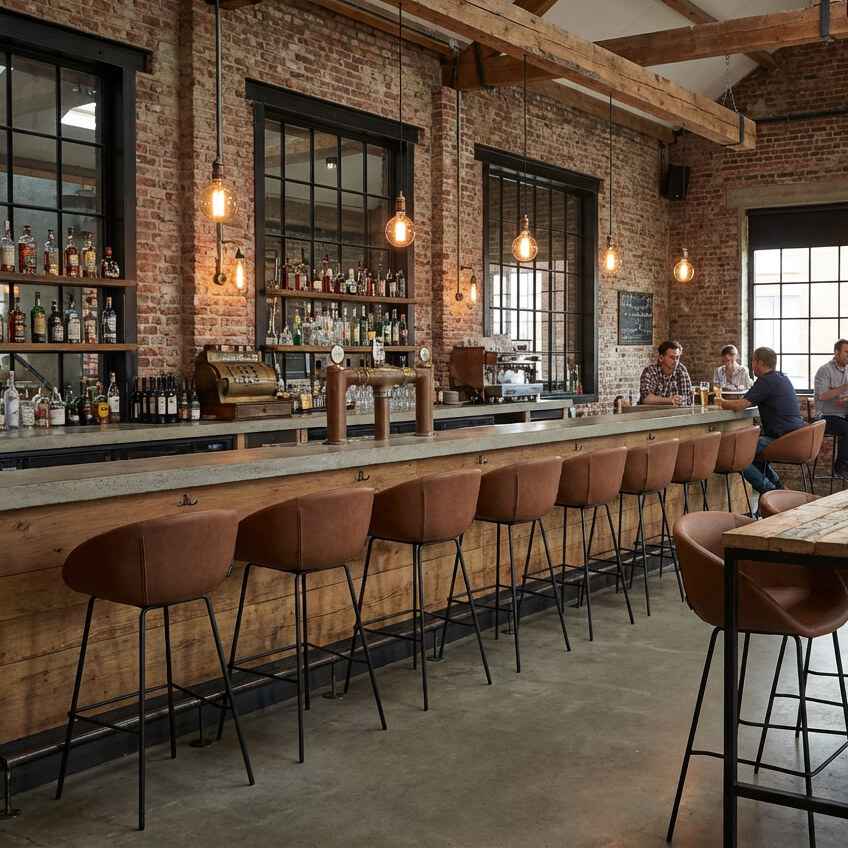 Gastronomiestuhl Barhocker Estara Brown - Milieubild Restaurant