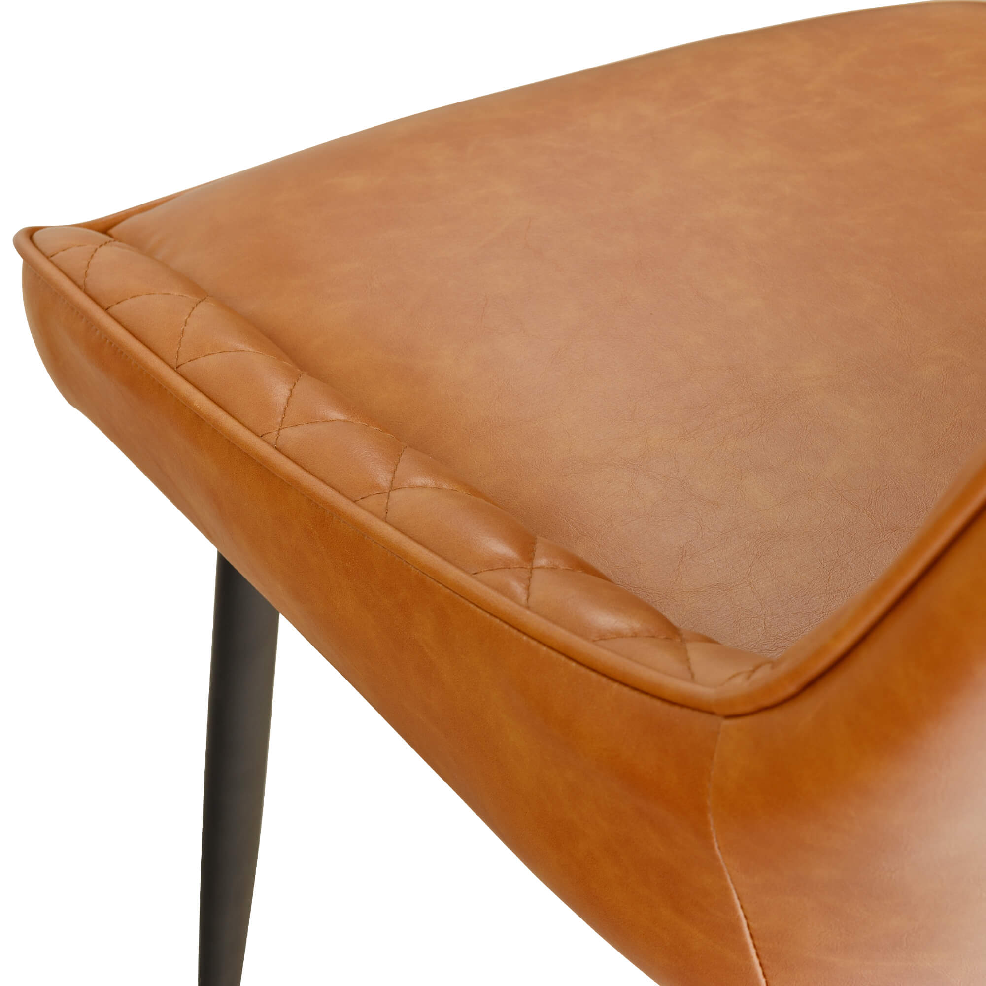 brauner Kunstlederstuhl Detail Sitzflaeche für die Gastronomie mit weißem Hintergrund Lunaro Step brown
