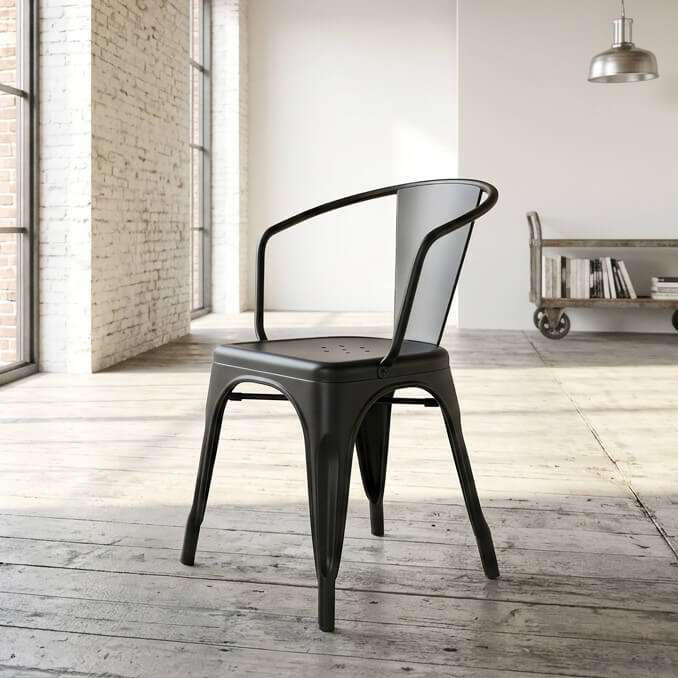 Metallstuhl Tixar Arm black – Milieubild Einzeln