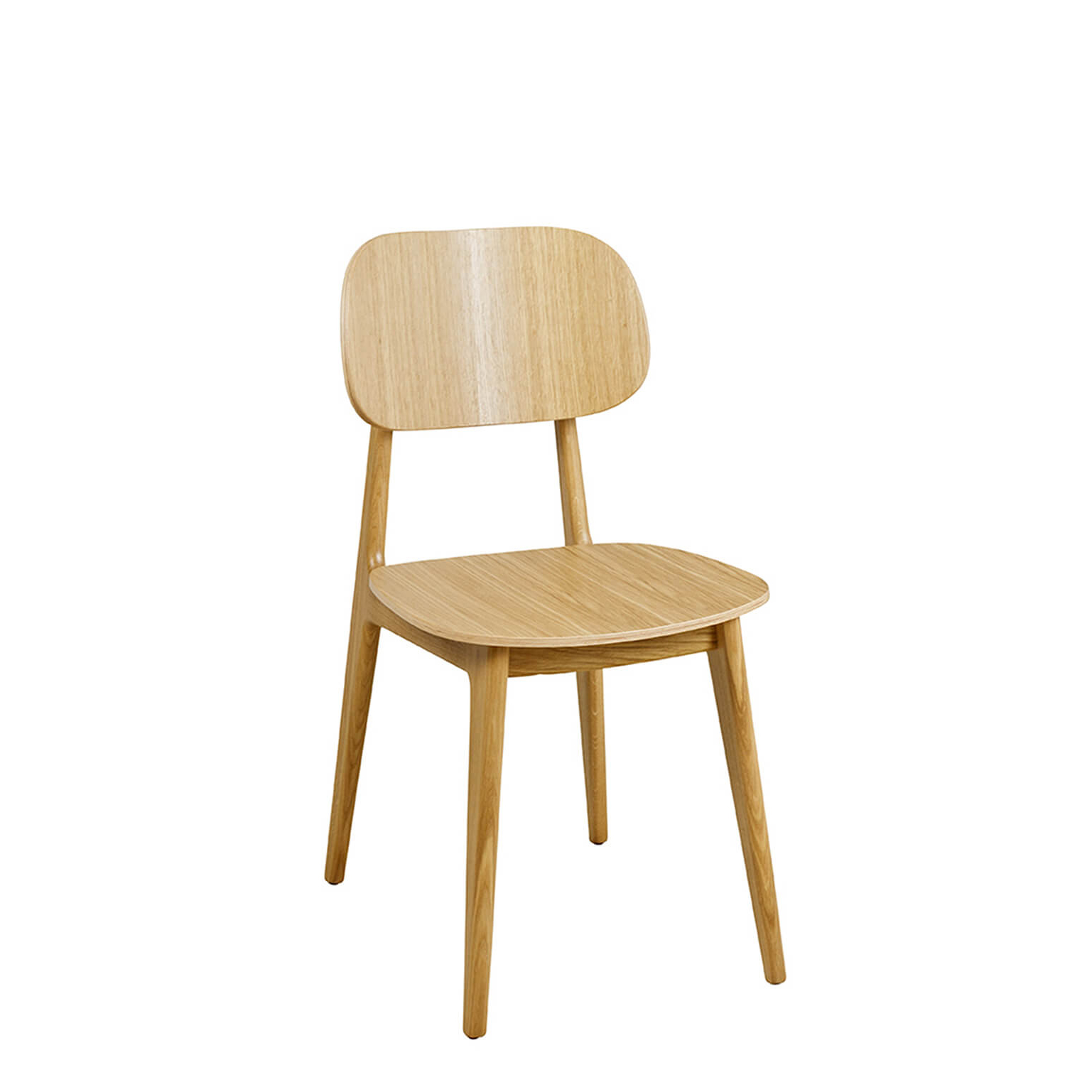 Gastronomiestuhl Cumpo-H mit ergonomischer Sitzfläche aus Eiche für Restaurants und öffentliche Einrichtungen