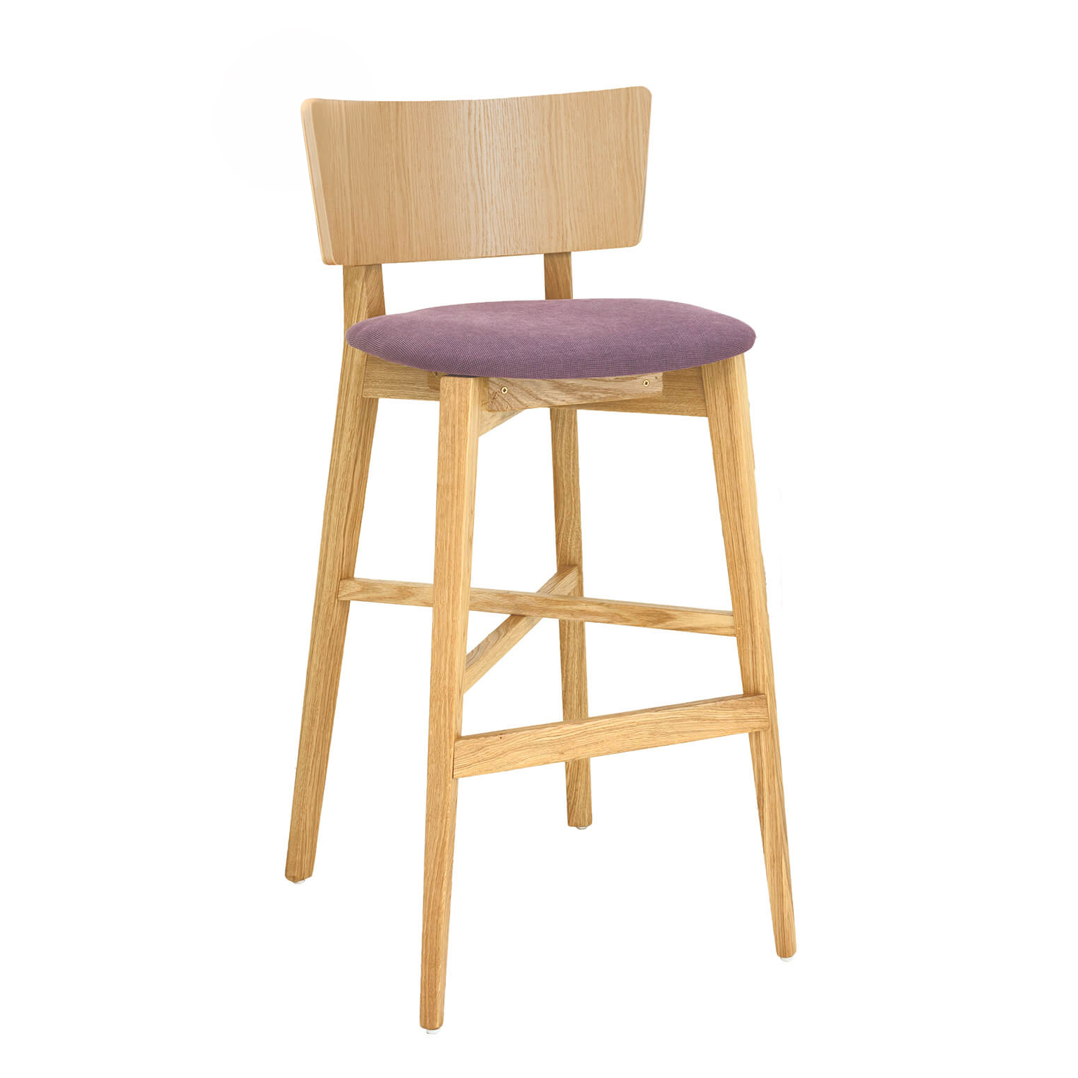 Gastronomiebarhocker Holz – Dimoni-Bar-P Eiche mit Polstersitz und 77 cm Sitzhöhe