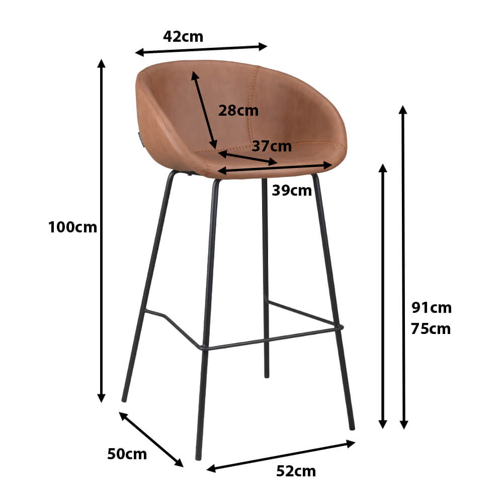 Vollpolsterbarhocker Estara Bar Brown Ma?e