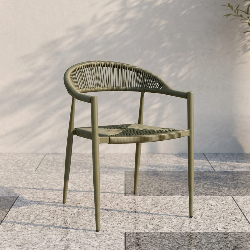 Outdoorstuhl mit Geflecht Spidano X green green  – Milieubild Einzeln