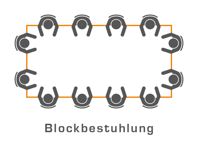 Blockbestuhlung Grafik für Bankett und Konferenz