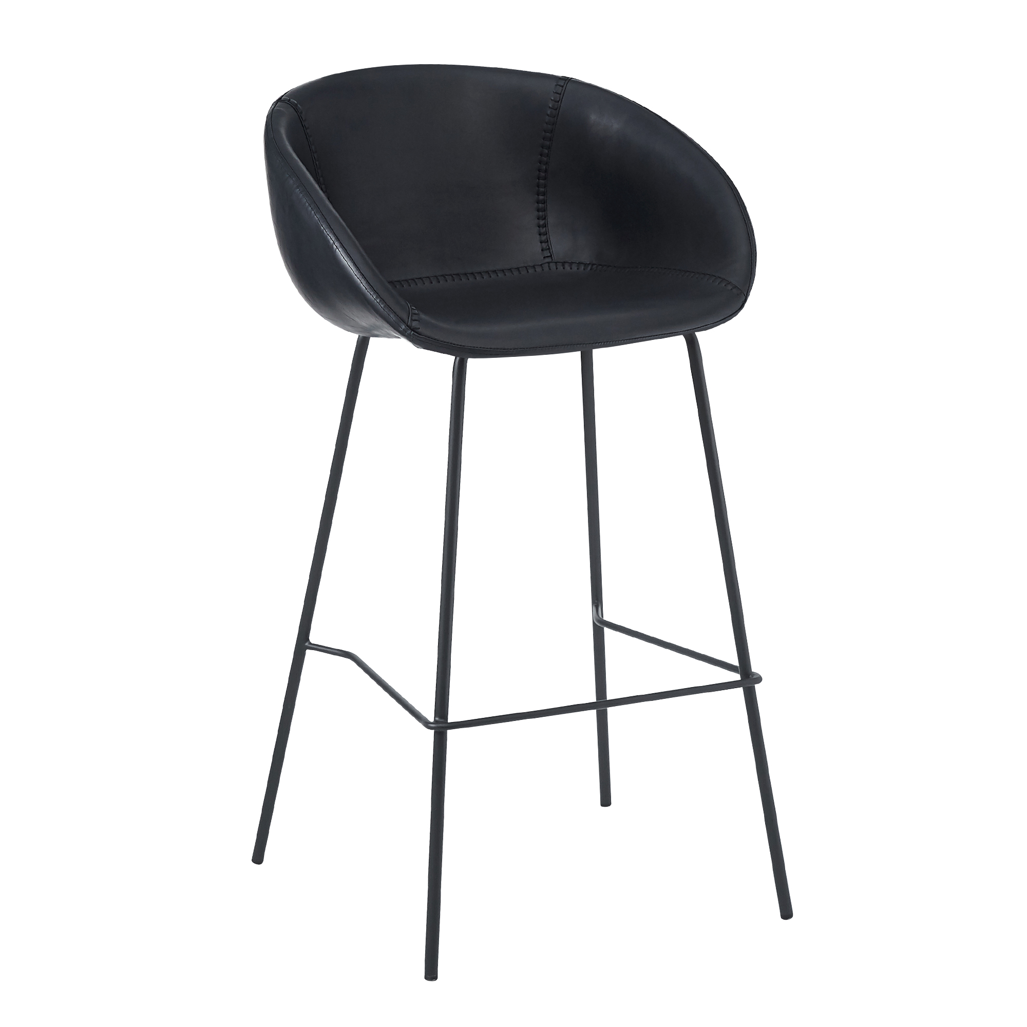 Estara-Bar Antique-Black Indoorstuhl mit Armlehnen und Vollpolsterung – Frontalansicht