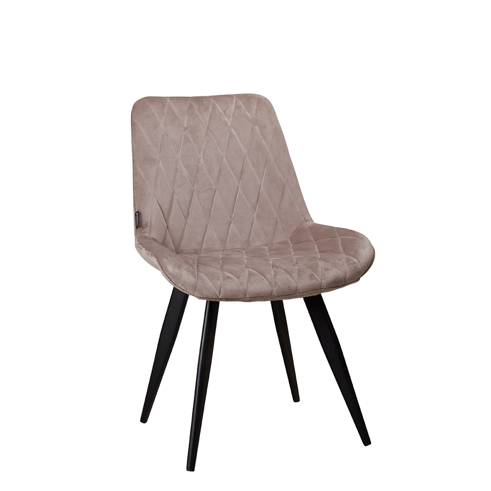 Polsterstuhl Rombo Light Brown – Schalenstuhl mit Rautensteppung und schwarzem Metallgestell für Gastronomie