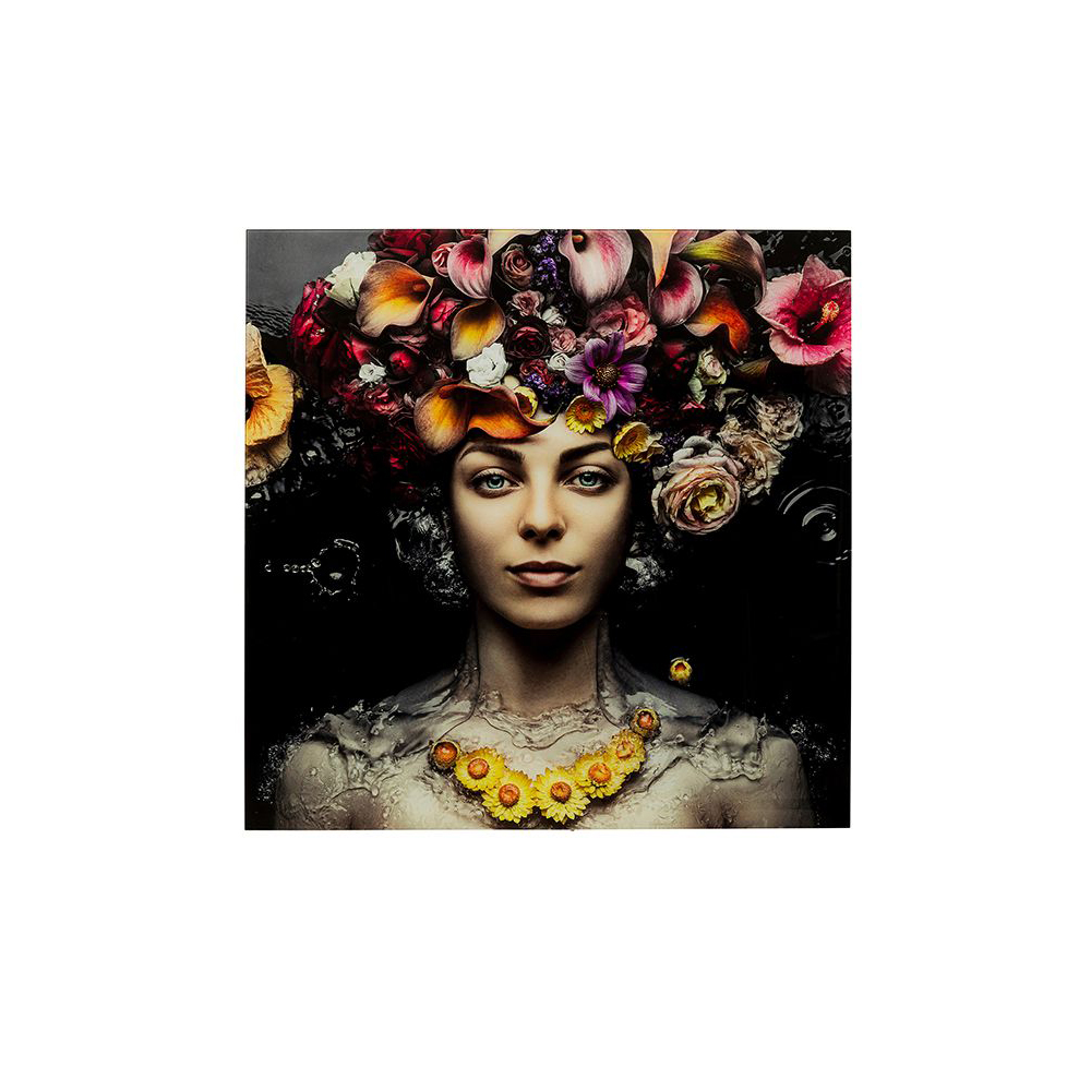 Bild Glas Flower Art Lady 120 x 120 cm