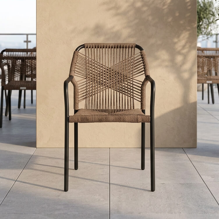 Outdoorstuhl mit Geflecht Lagunas wheat  – Milieubild Einzeln