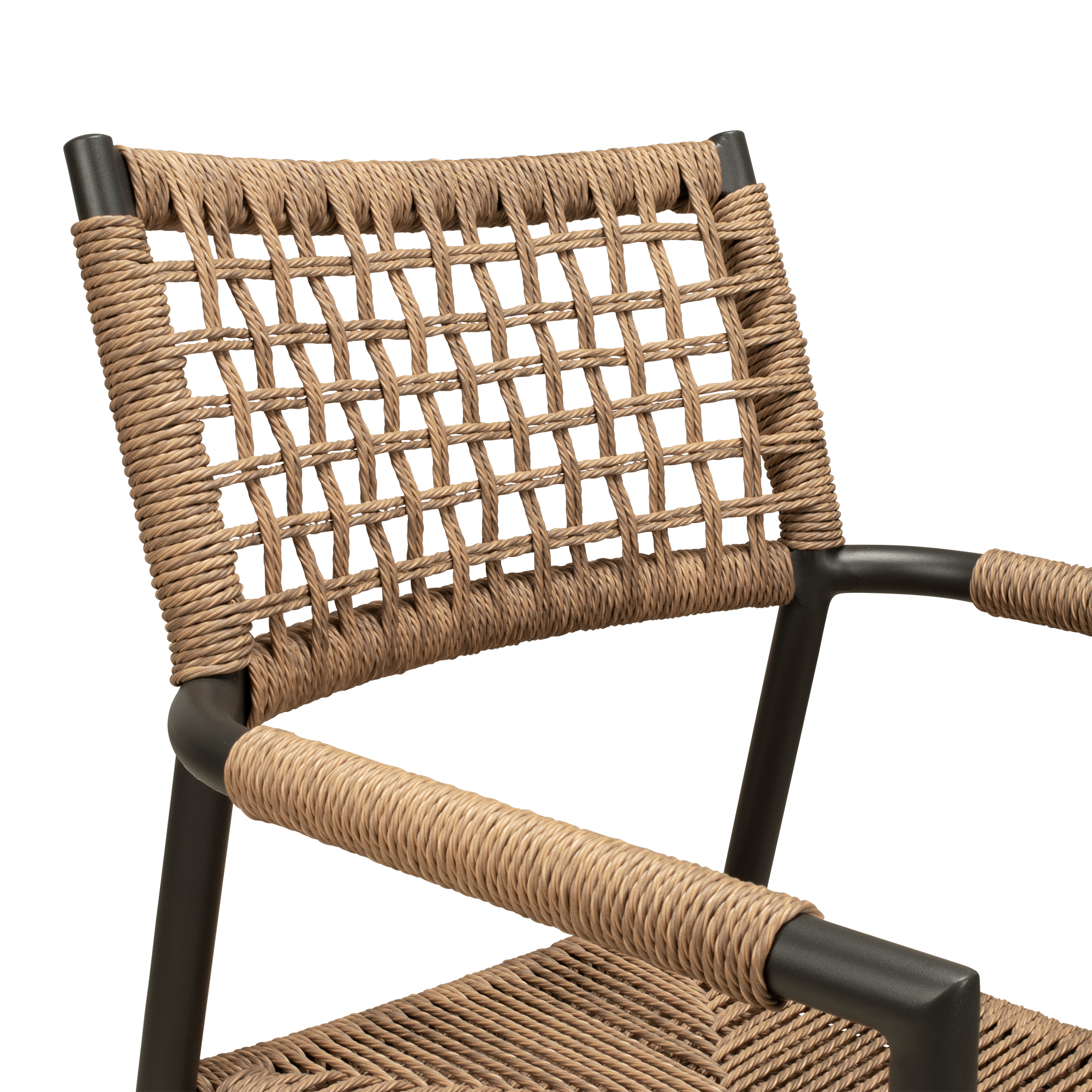 Outdoorstuhl mit Geflecht Sisson Wheat - Rueckenlehne