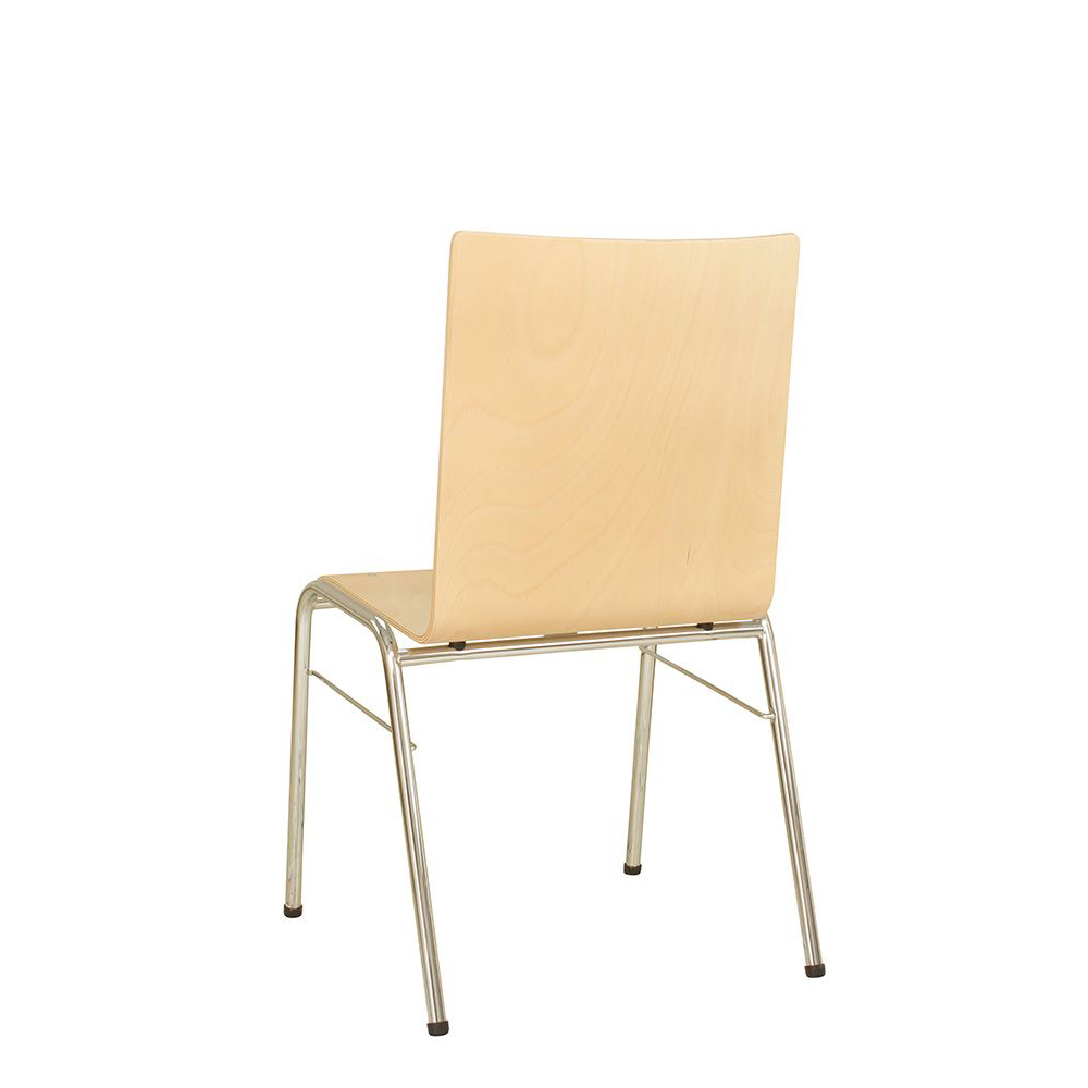 Konferenzstuhl Eruno-300 Buche natur, verchromtem Metallgestell, stapelbar Beizton: Buche natur Rückansicht