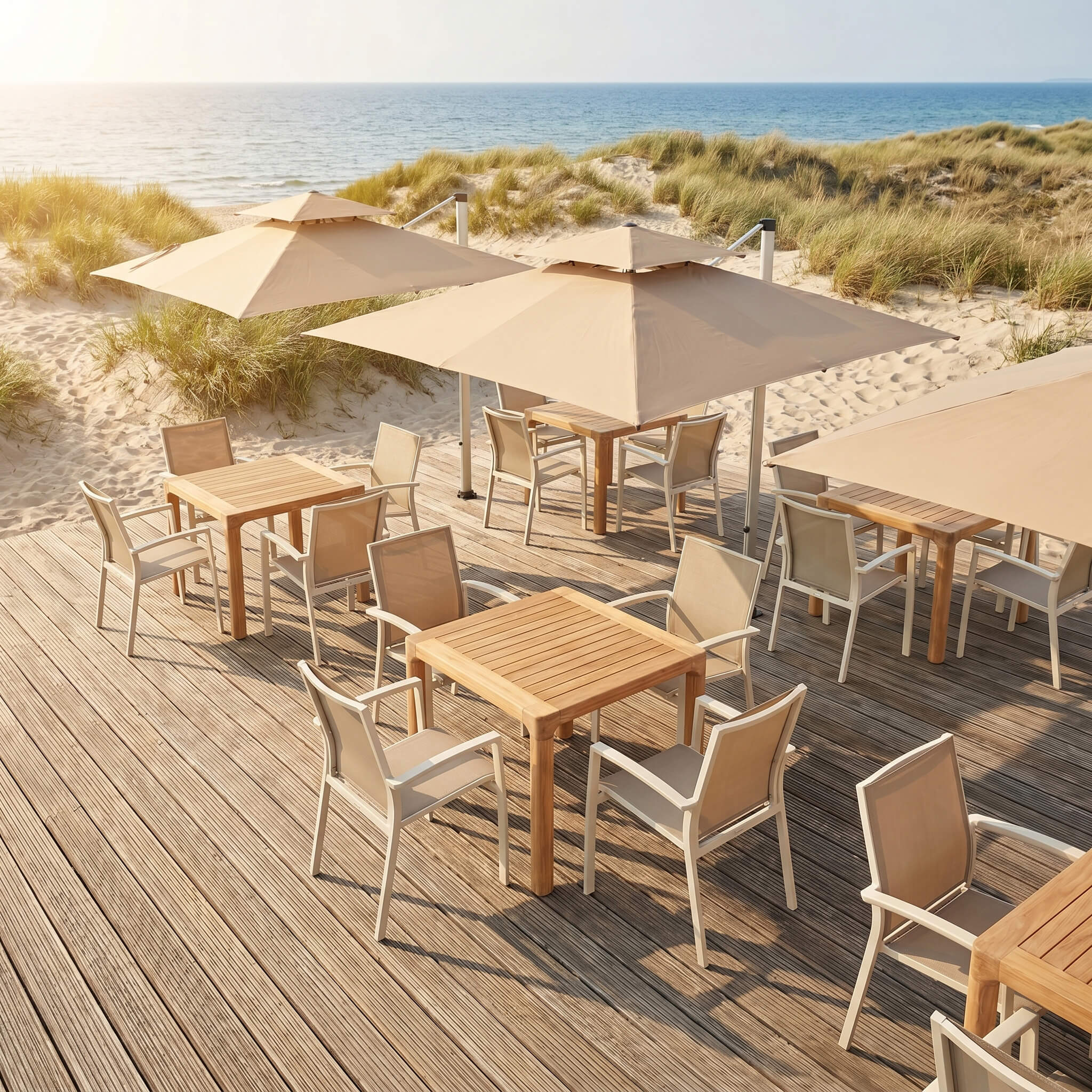 Outdoorstuhl Gomera Cream-Taupe  – Milieubild Restaurant