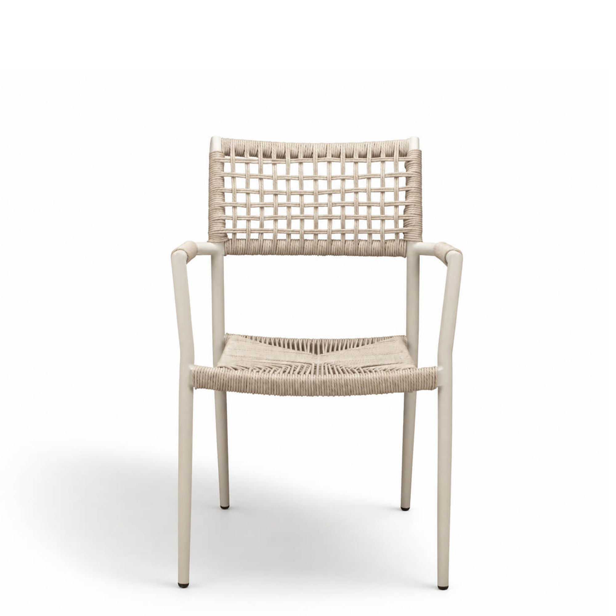 Outdoorstuhl mit Geflecht Sisson creme - Frontal