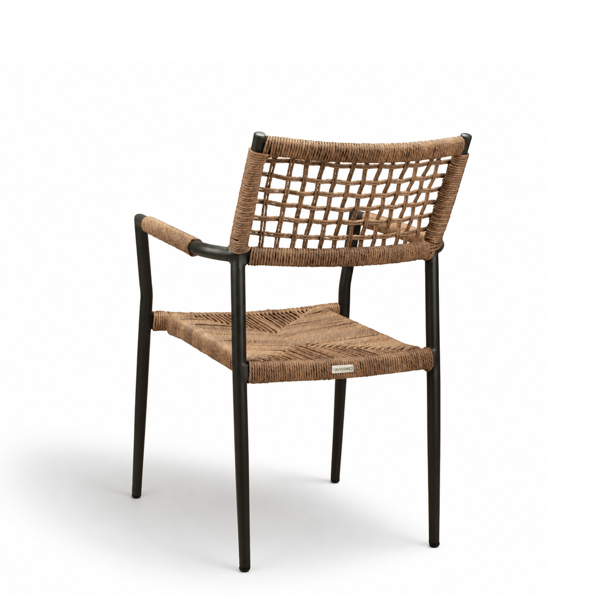 Outdoorstuhl mit Geflecht Sisson Wheat - Rueckansicht