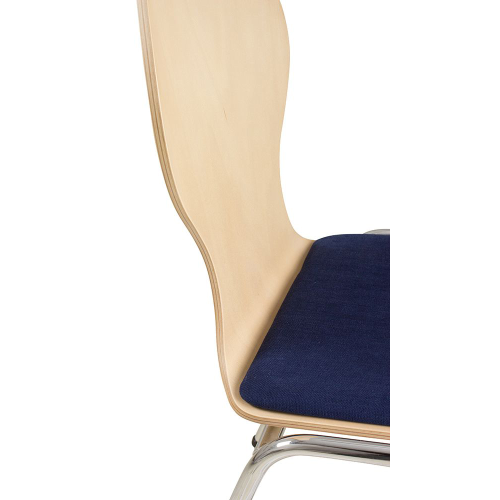 Konferenzstuhl Eruno-110 mit Sitzpolster, verchromtem Metallgestell, stapelbar Detailansicht Rückenlehne