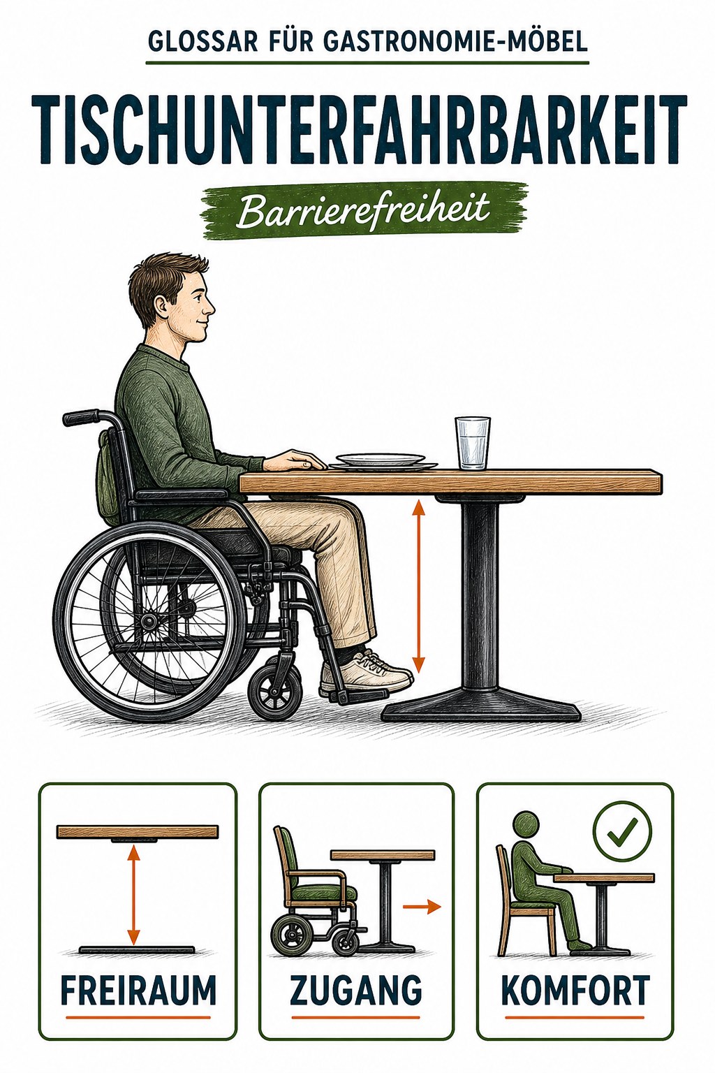 Tischunterfahrbarkeit