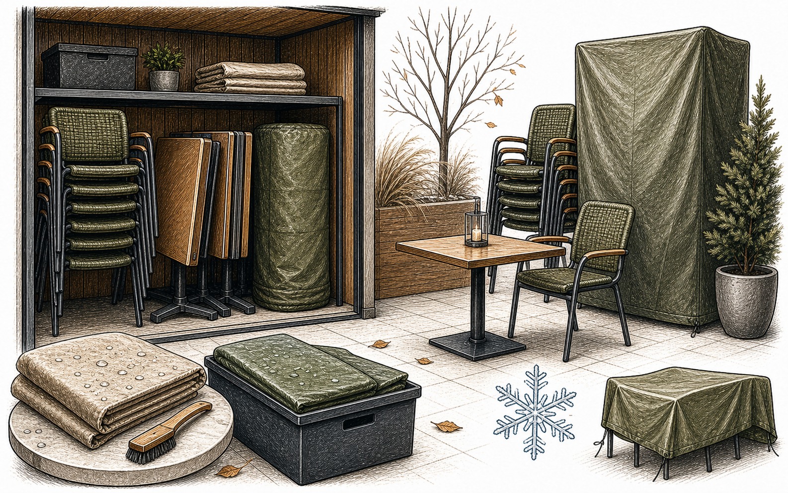 Terrasse winterfest machen: Möbel lagern, schützen und vorbereiten
